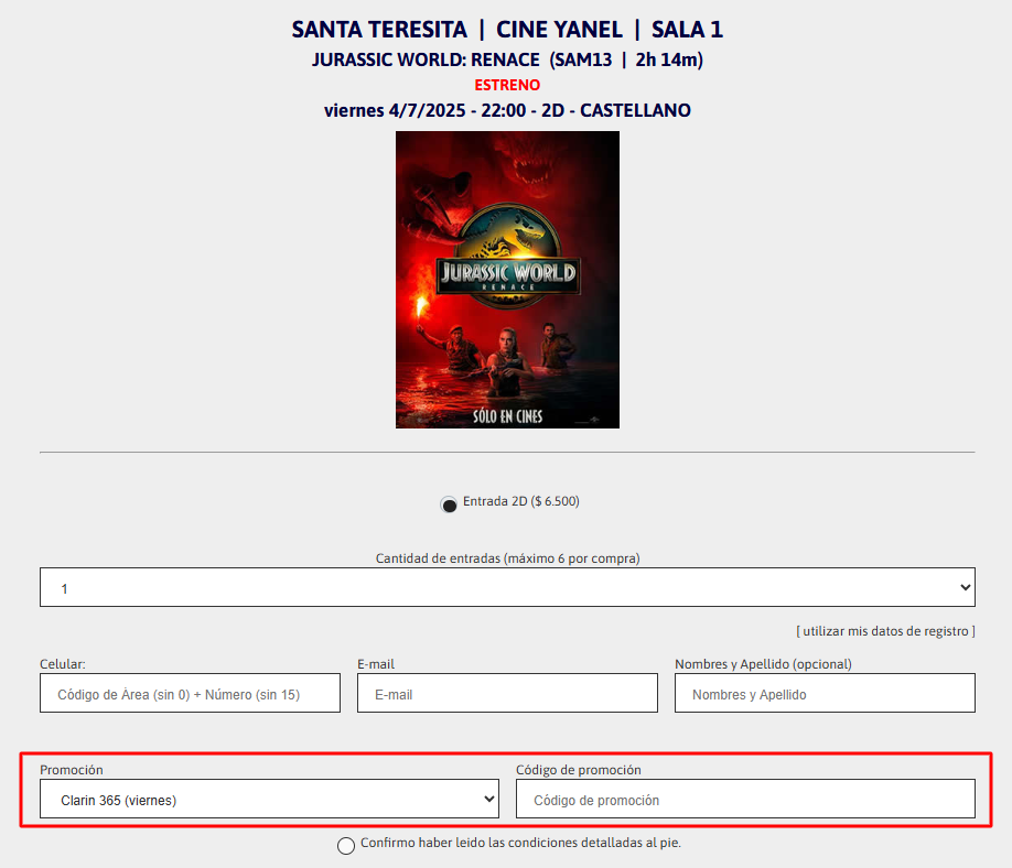 Cómo canjear el descuento en cineslacosta.com.ar